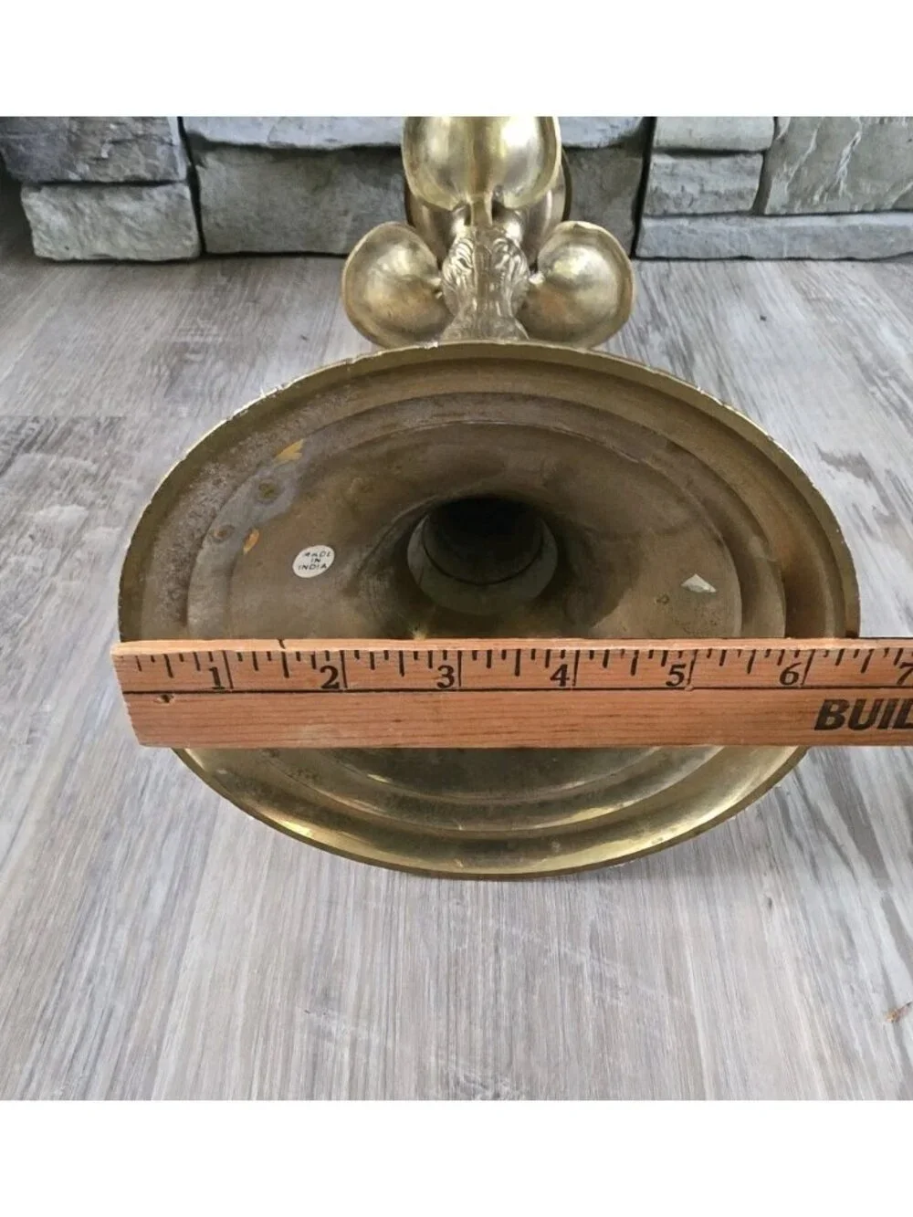 Ornate Heavy Tall Brass Candlestick Taper Candle Holder Leaves Lilly Pad 17